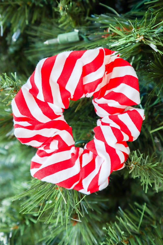 Candy Cane Jersey Knit Scrunchie