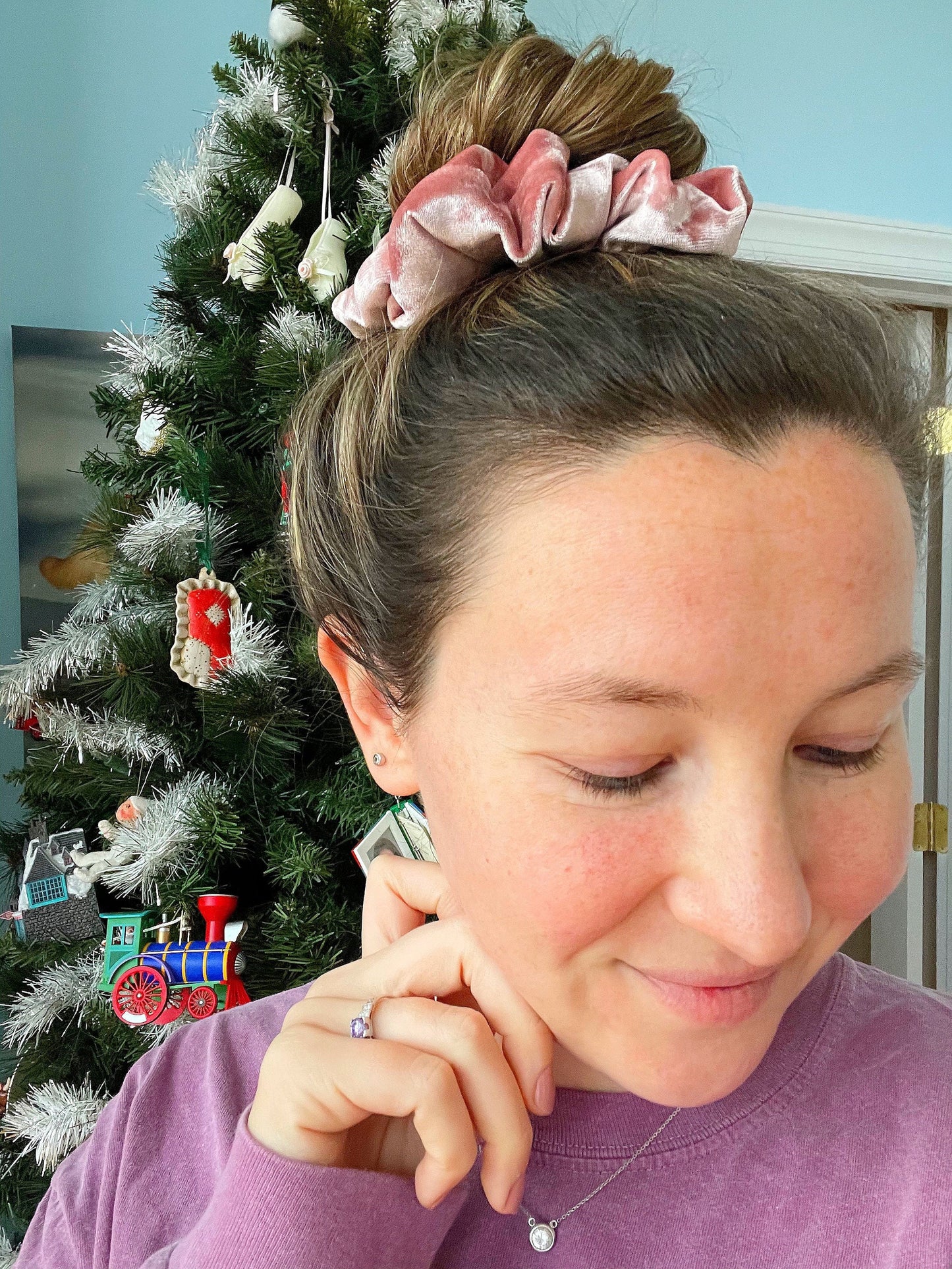 Blushing Velvet Scrunchie