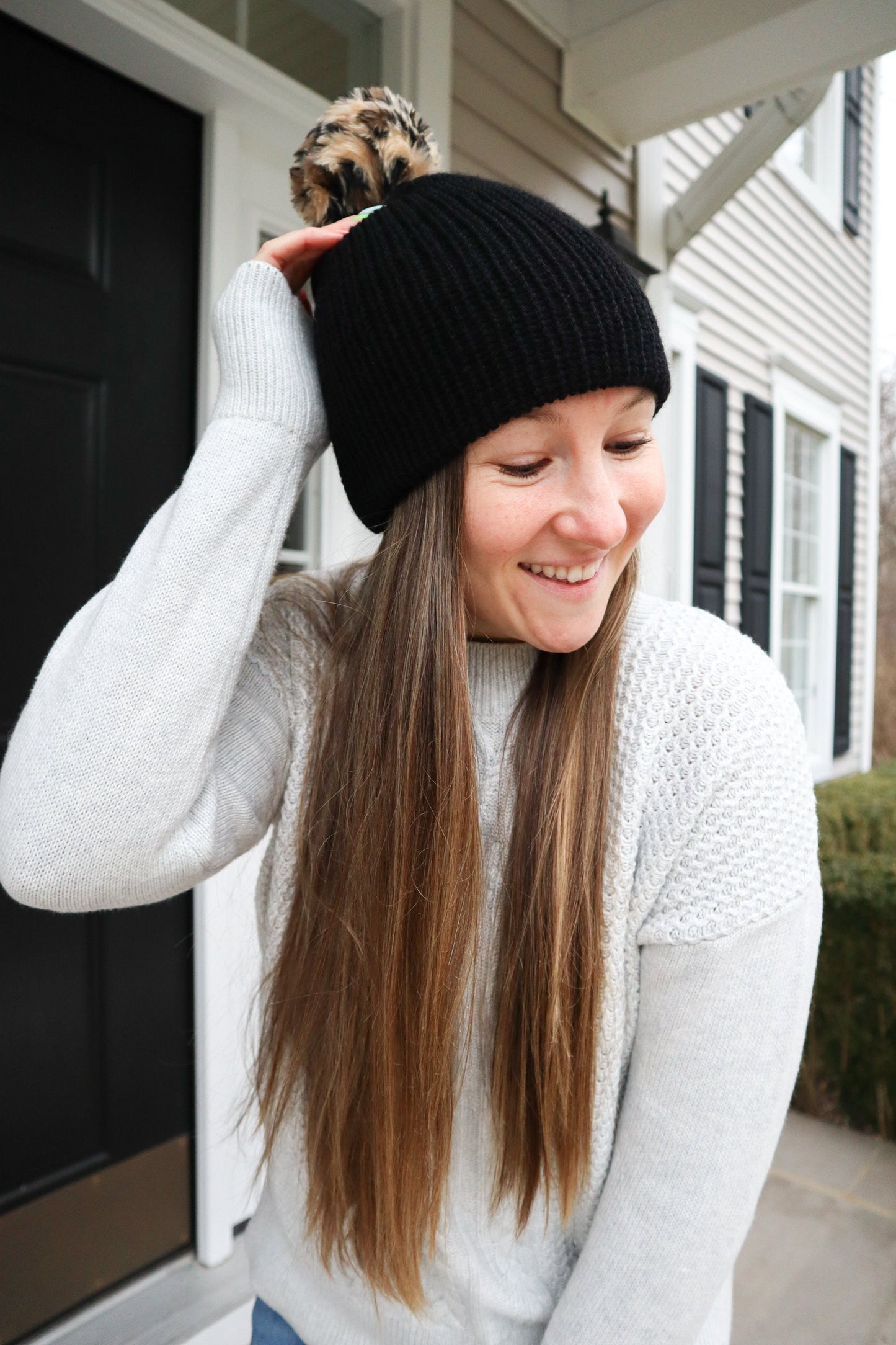 Black and Cheetah Beanie